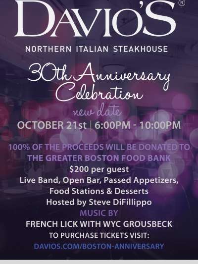 Davios 30th Anniversary Boston invite
