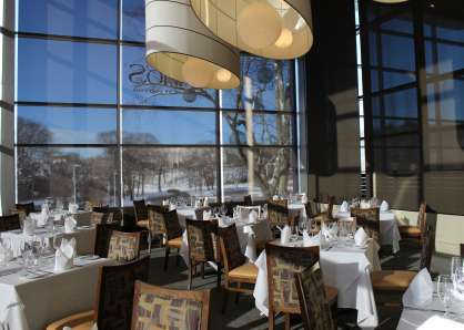 When set with square tables for four, the Boylston Room has a seated capacity of 40