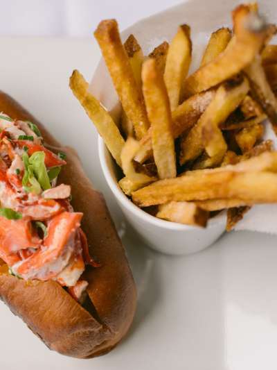 Lobster roll and fries