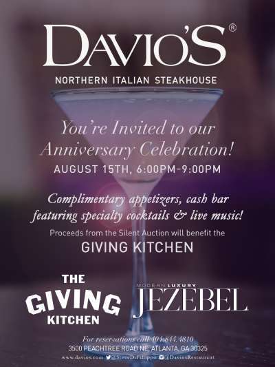 Davio's Atlanta anniversary invitation