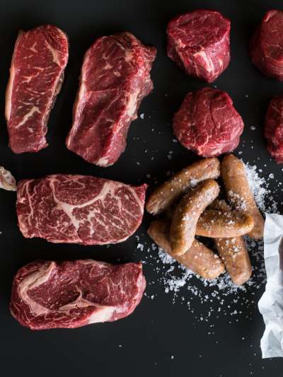 Essential Box contains chicken, prime steaks, ground beef, davio's sausages