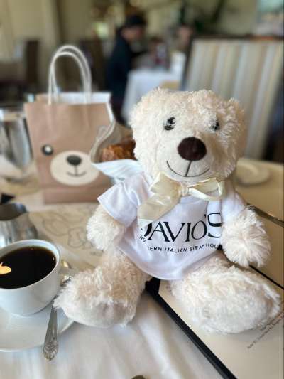 Davio's Teddy Bear on dining room table