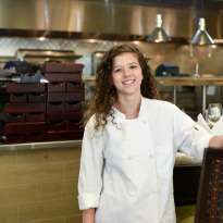 Woman, Long Curly Hair, White Chef Coat 