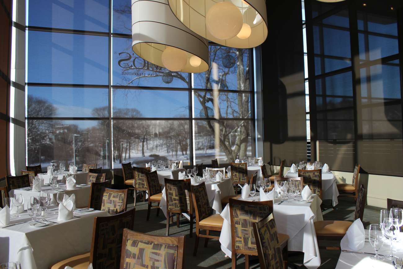 When set with square tables for four, the Boylston Room has a seated capacity of 40