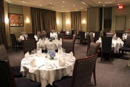 Arlington & Chestnut rooms combined with round tables to seat 80