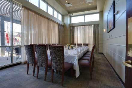 When set with a long, conference style table, the Washington Room seats 18