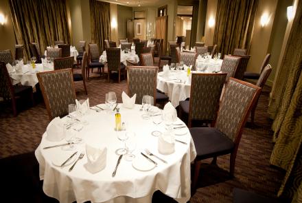 The Chestnut and Arlington rooms combine to seat 80 people for a seated dinner.